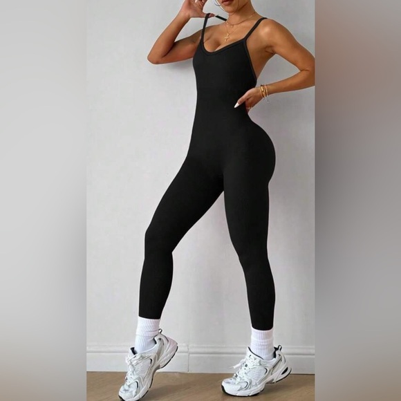 NEW Black Women's Crossback Jumpsuit - Picture 1 of 5